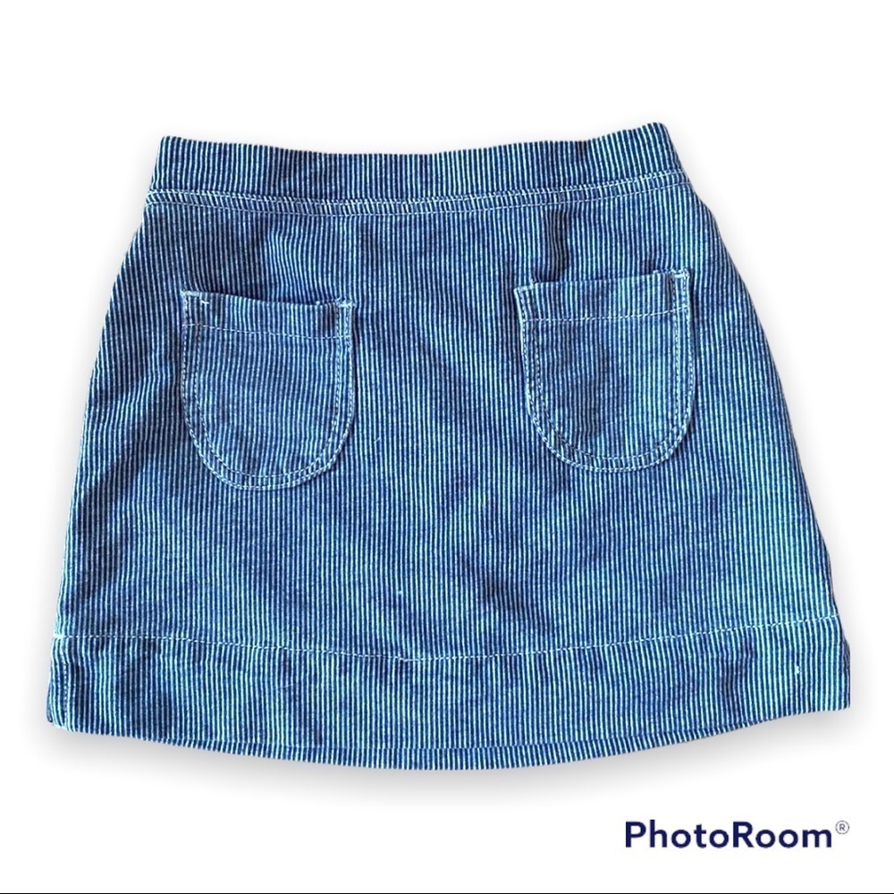 Tea Striped Denim Color Skirt with Pockets 8